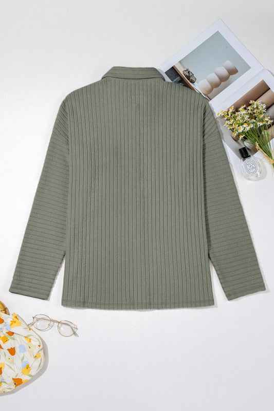 Thermal Ribbed Button-Up Drop Shoulder Textured Sh e939b1b4-1f05-4f62-9765-5ace62cabfa7