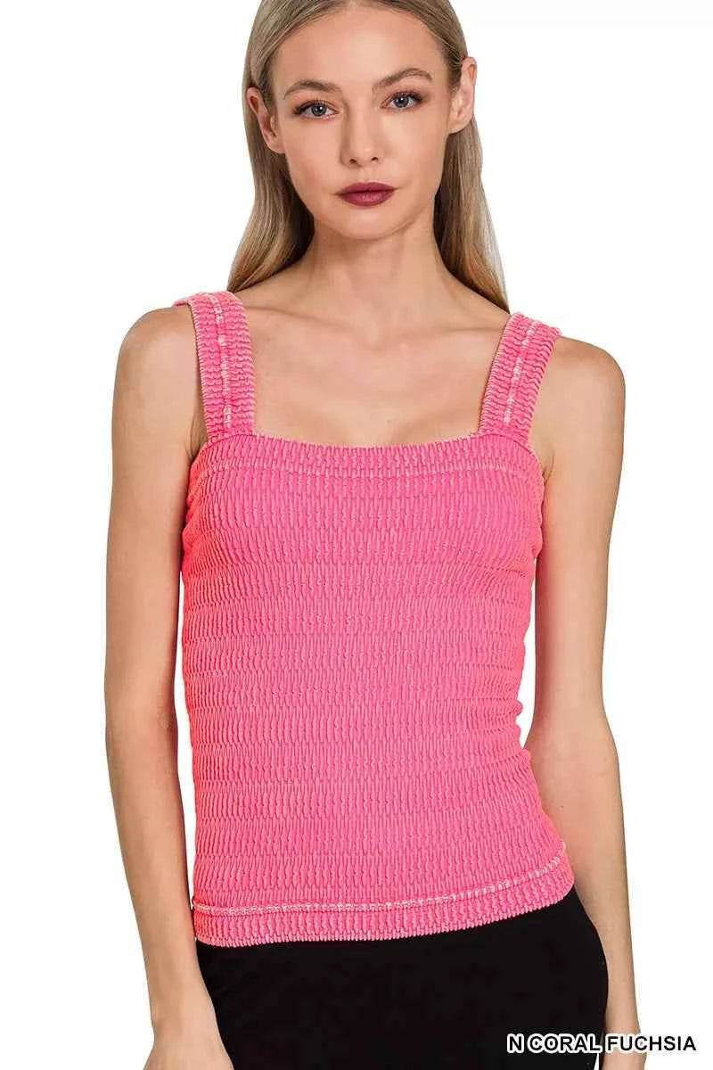 Zenana Seamless Winkle Stone Washed Tank Top N CORAL FUCHSIA e95ac21ccf7649049793f4a0f8f9a1aa-Max-Origin