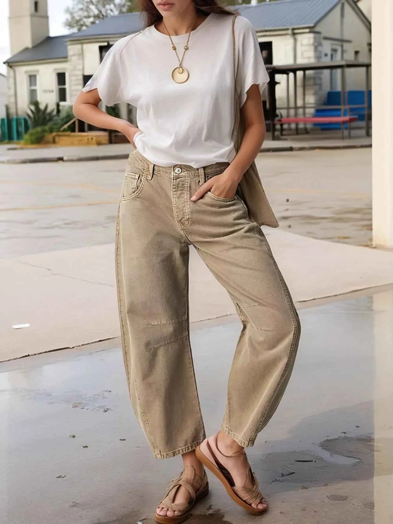 Wide Leg Relaxed Fit Jeans Dark Khaki e95b7b5d-7deb-4354-bf69-bbdde36235ab-Max-Origin