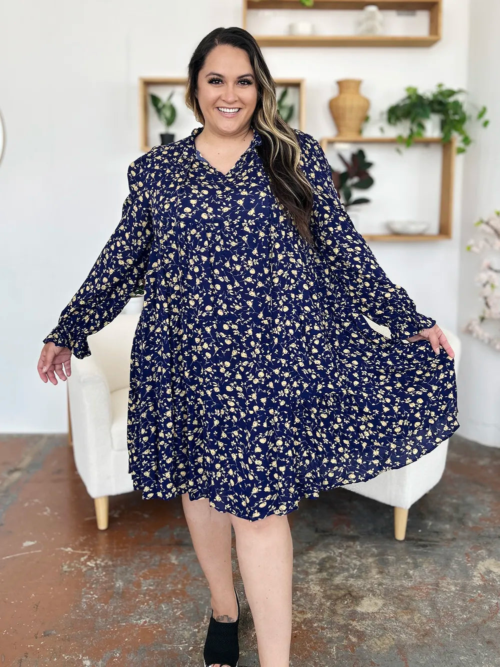 Double Take Full Size Printed Ruffle Hem Long Sleeve Tiered Dress e95cbe51-0a26-4033-9f2d-2e07b8722775-Max