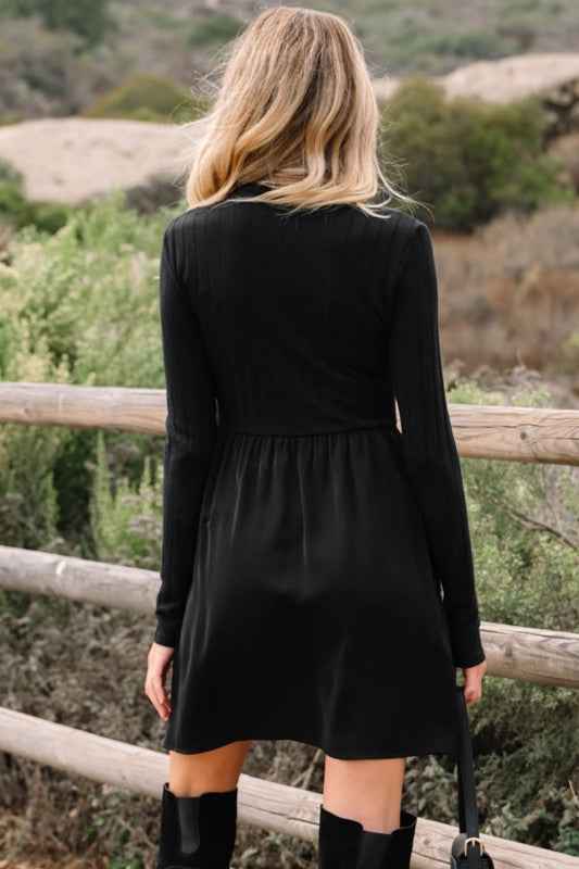 Ribbed Knit Patchwork Long Sleeve Dress e960b7eb-5653-40ad-ba60-353a8df81c59