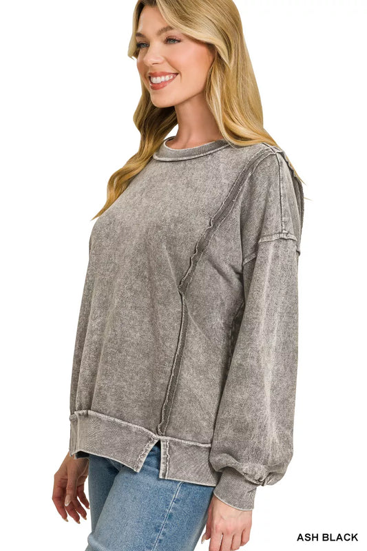 Snow Washed F/Terry Exposed-Seam Sweatshirt e9625f43-9248-4df2-82de-1e258f11769f-Max-Origin