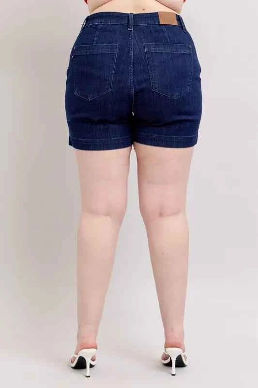 Judy Blue Plus Size High Waist Denim Shorts e966c0104aae4502896f088522b78d16-Max-Origin