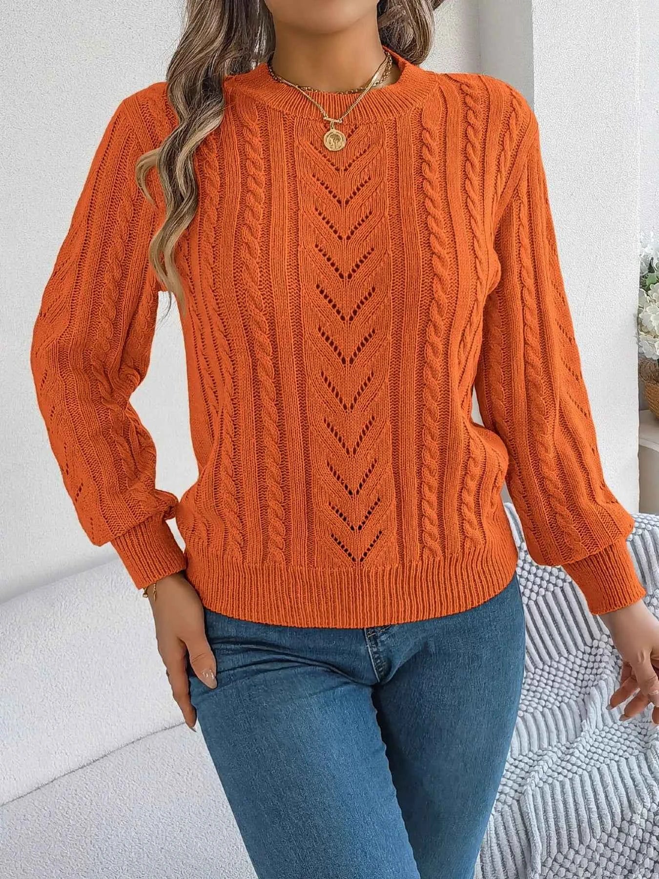 Cable-Knit Round Neck Sweater e96bb128-dab9-49de-a67c-98bb4a2ef131-Max-Origin