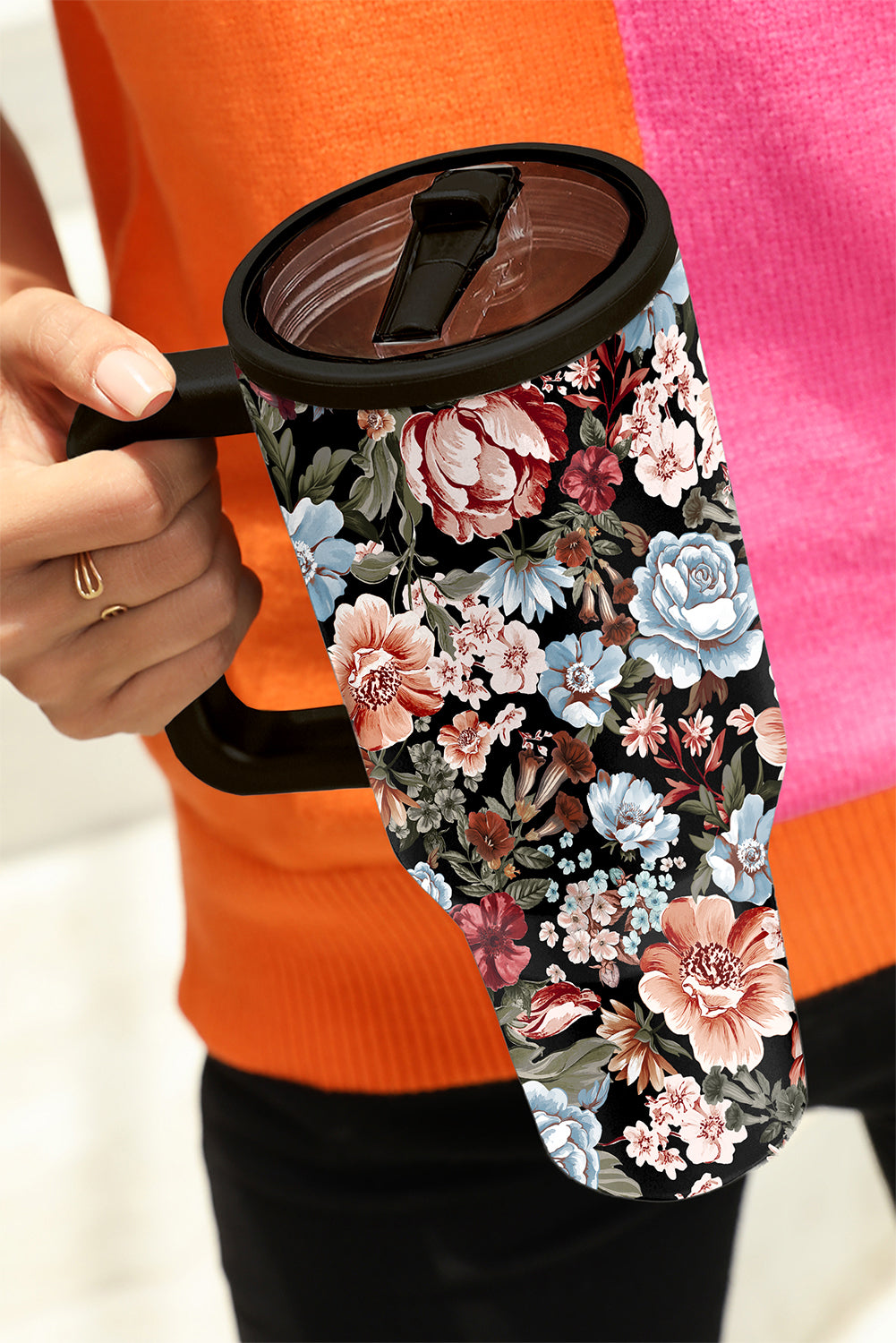 Black Boho Floral Tumbler Cup e96d1a0f099b2805