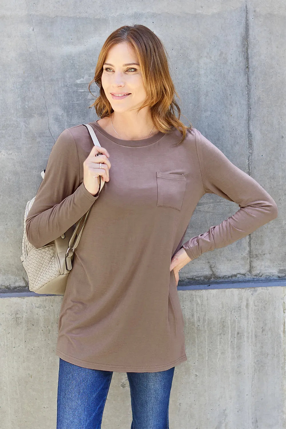 Basic Bae Full Size Round Neck Long Sleeve Top Mocha e96de3fb-d1e3-4a21-b677-0f3eab1181b1-Max