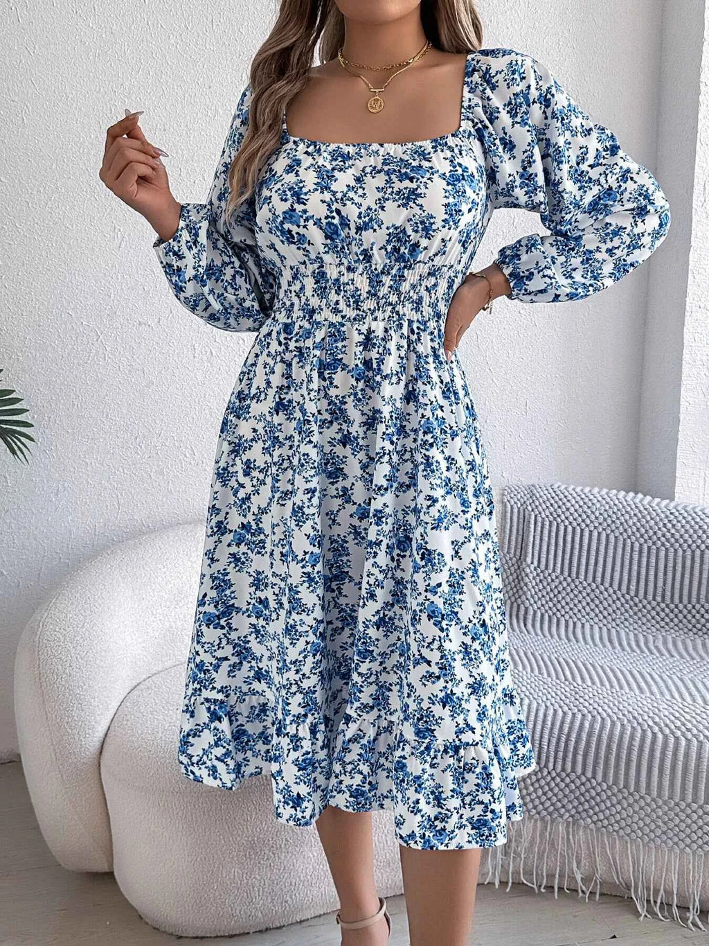 Floral Print Long Sleeve Square Neck Midi Dress e96f1fe46c744801a30dfd36a5bfefc3-Max-Origin