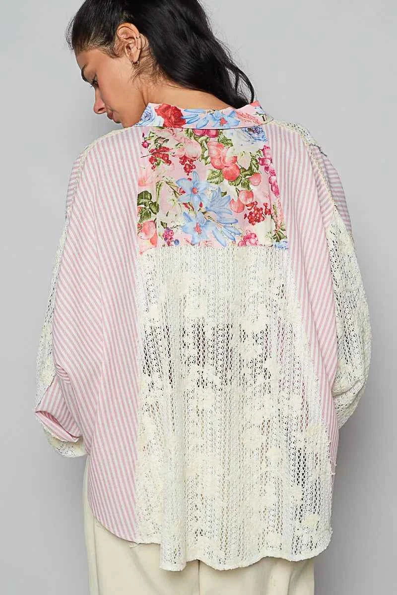 POL Lace Long Sleeve Shirt with Floral and Striped Pattern e96f47ea-ccc0-48db-932c-a7d18d382871-Max-Origin