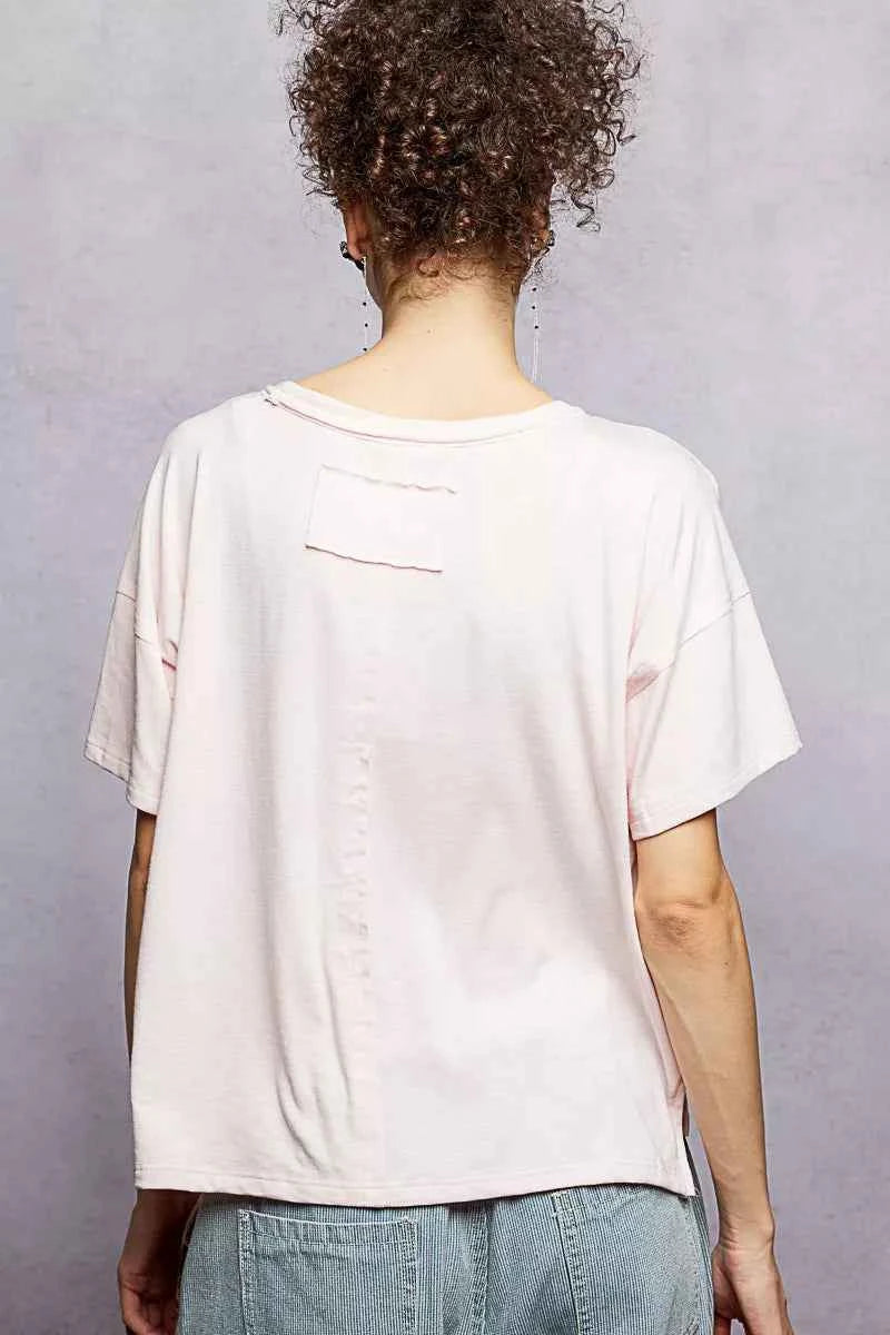 POL Round Neck Short Sleeve T-Shirt with High Low Hem e97011aa-341f-4323-afd5-f89f1610e967-Max-Origin