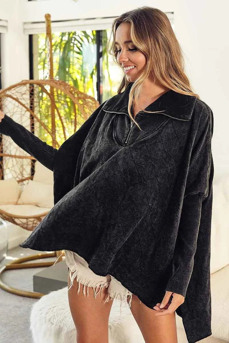 BiBi Vintage Washed Quilted Half Zip Top e9726e9b115d48ce86c47095c79022b1-Max-Origin