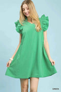 Umgee Seersucker Ruffle Shift Dress Green e9797b05-ef47-4806-a5bb-297d07c127c1-Max-Origin