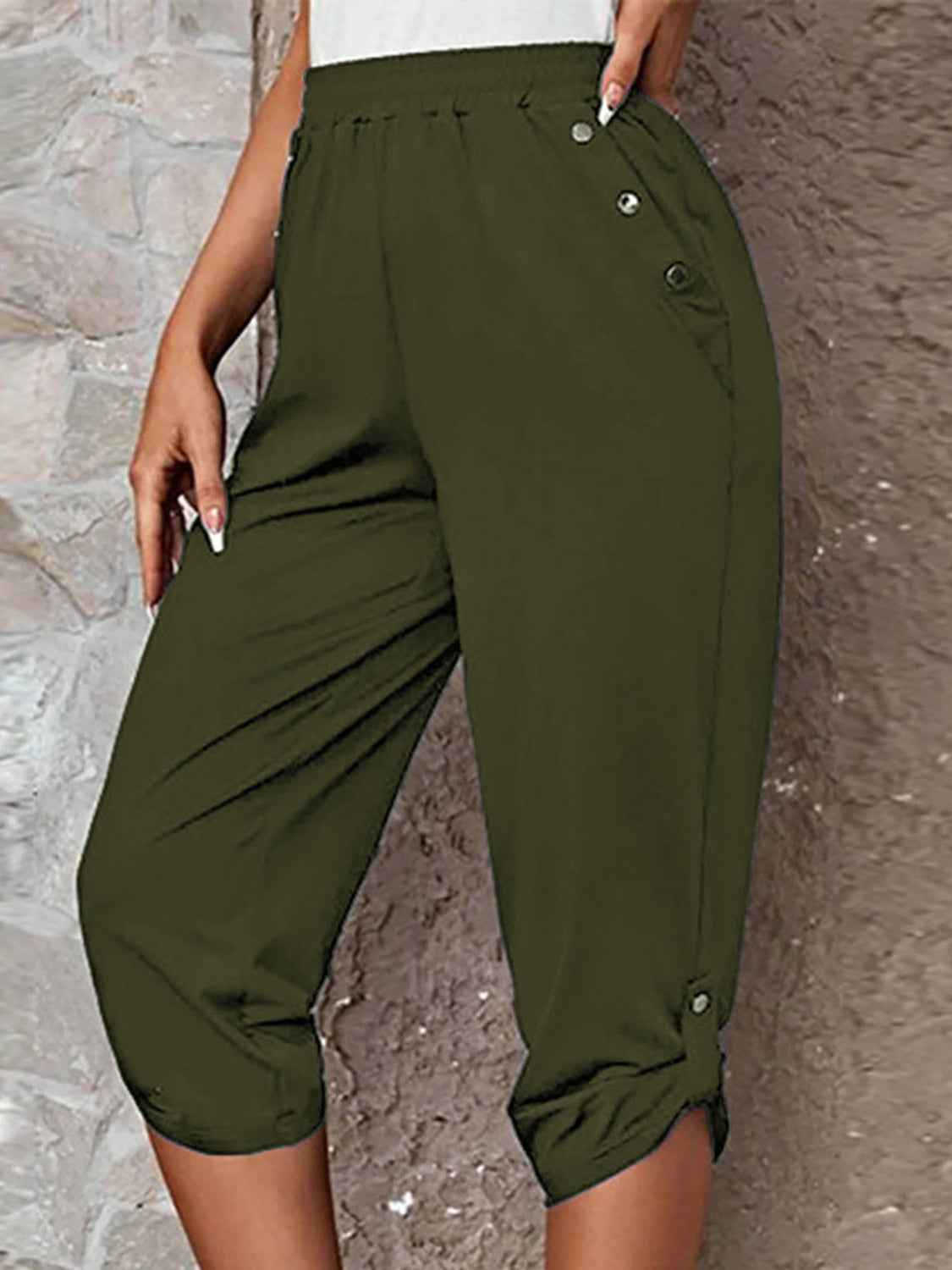 Full Size Roll-Tab Capris Pants e9b9b64c12254e91a5bd5f553a4e6427-Max