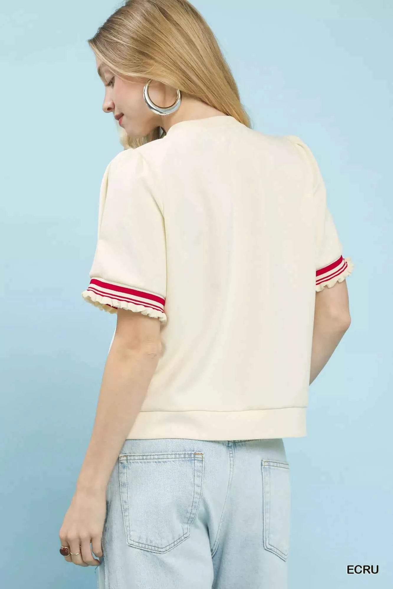 Umgee Puff Sleeve Button Front Top with Contrast Trim e9bb207a-8e6c-4e64-884b-16e77db9dd14-Max-Origin