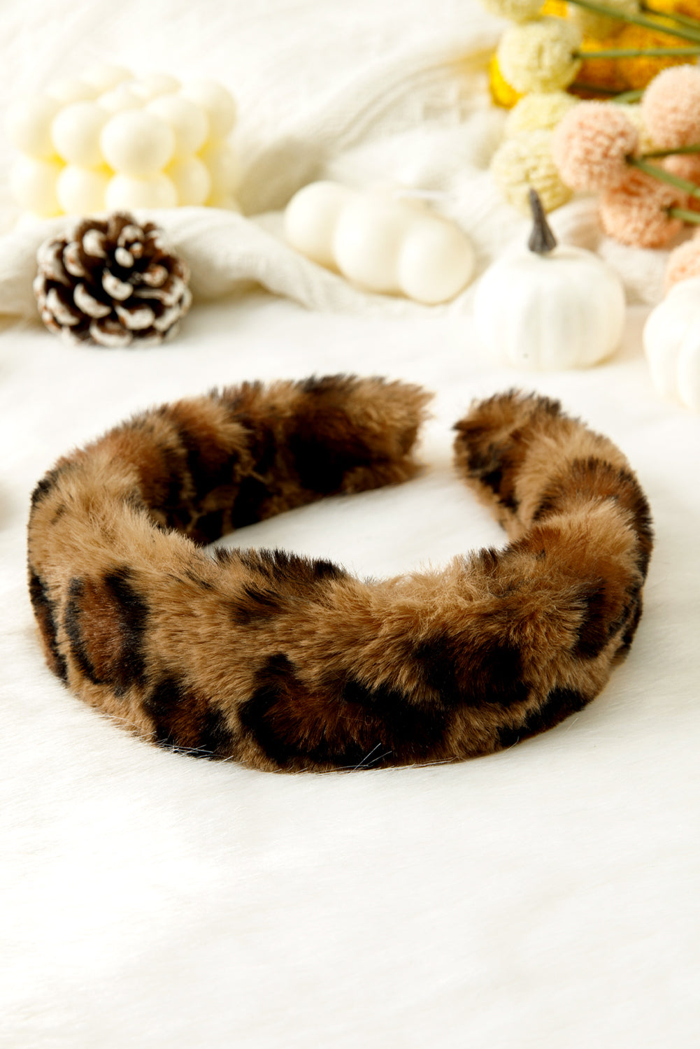 Camel Leopard Print Plush Headband e9c0365402fe9375
