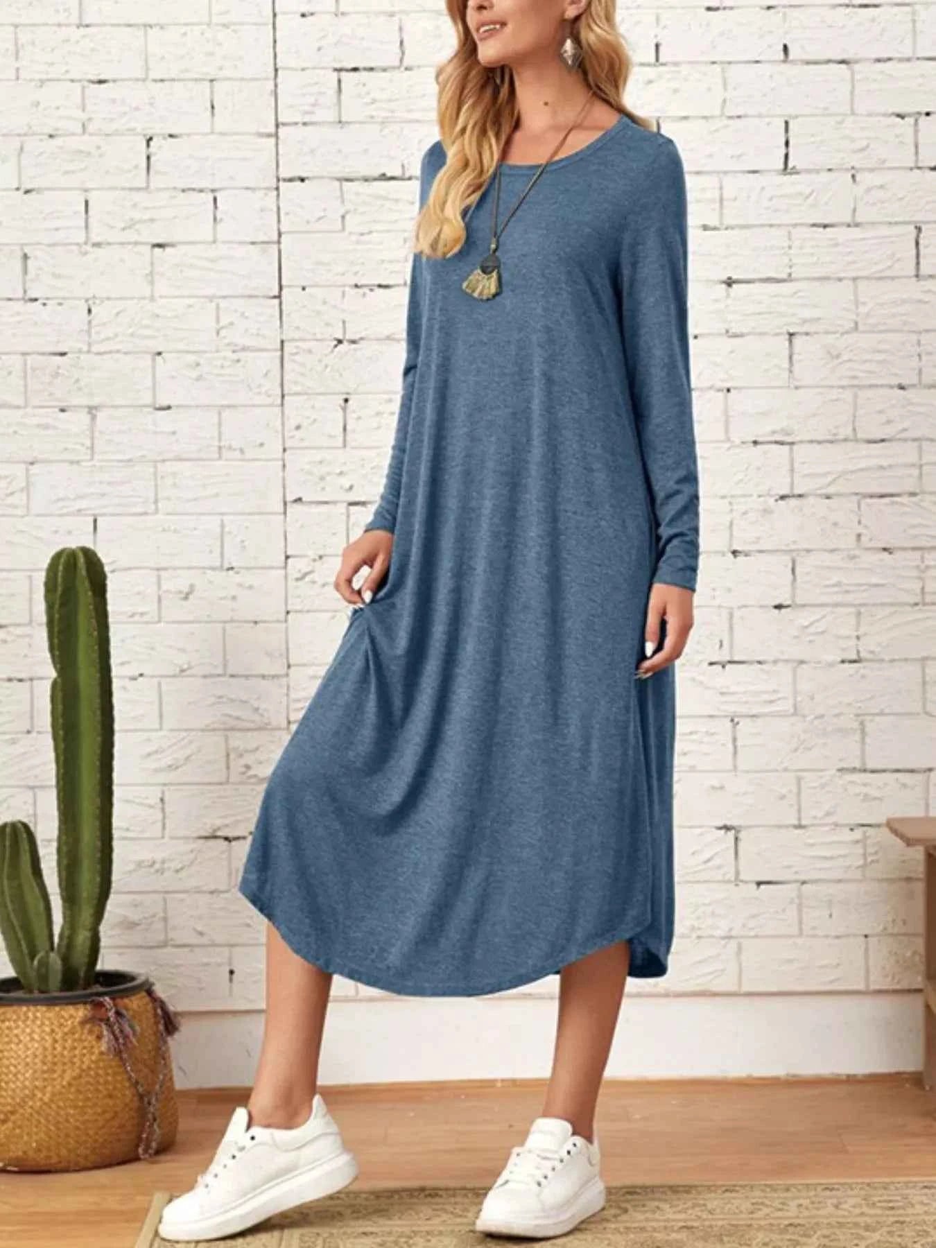 Casual Long Sleeve Pocket Midi Dress e9c3e8f8-4290-471a-af50-f13d8179a9b8-Max-Origin