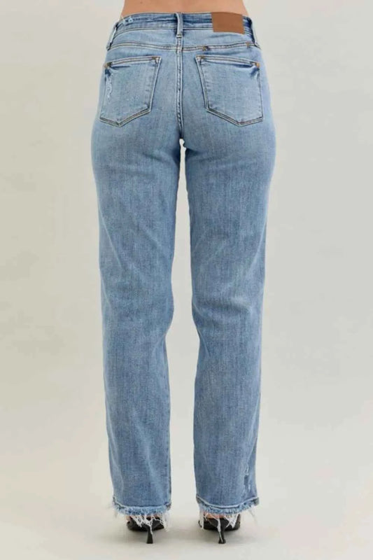 Frayed Hem Cell Phone Pocket Dad Jeans e9c41b61-5486-47a5-8a09-111d7d720eb7-Max-Origin