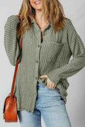 Ribbed Knit Button-Up Cardigan Sage e9d2947c-d49d-4665-b330-e5333793fcd0-Max-Origin