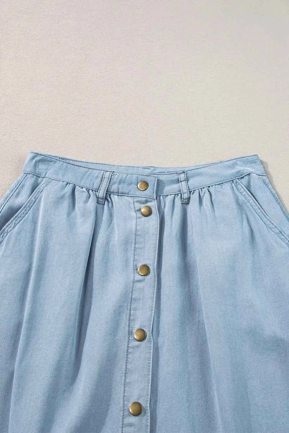 Snap Down High Waist Denim Skirt e9d2b7fe-3600-4df5-9c87-415b6490f72f-Max