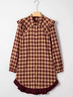 Plaid Print Ruffled Long Sleeve Patchwork Hem Mini Shirt Dress e9da305c93854b34ba57254b1f44cfb3-Max-Origin