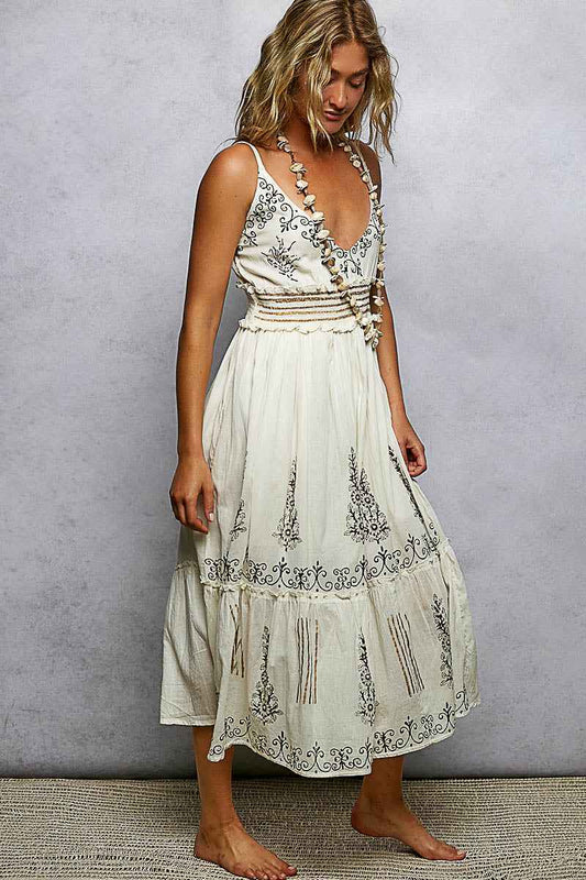 Smocked Waistband Floral Midi Cami Dress e9e5ee34-35fc-4203-bfcf-4e28cf84af3f-Max