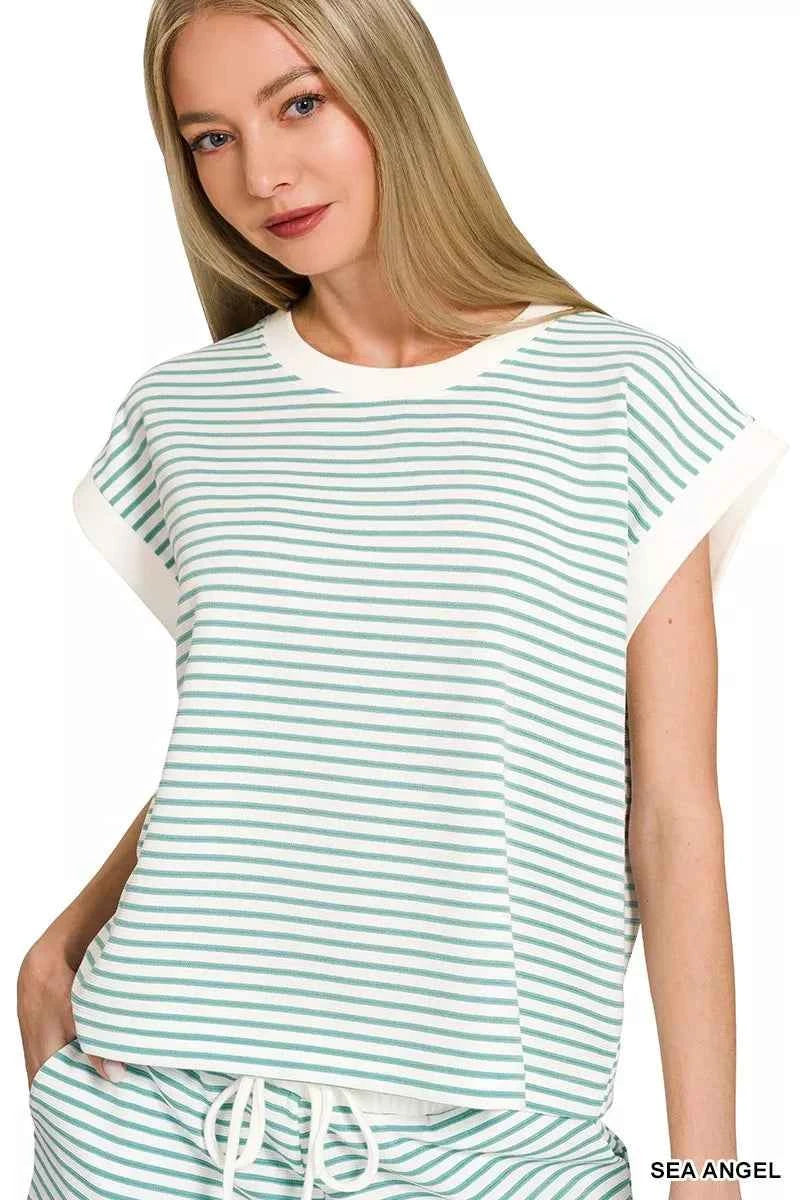 Zenana Stripe Contrast Trim Top & Shorts Set ea05dbe234654ce48da76e83b7e8aa3b-Max-Origin
