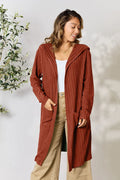 Basic Bae Full Size Hooded Sweater Cardigan Rust ea112018477c477292ba952fe3455ccd-Max