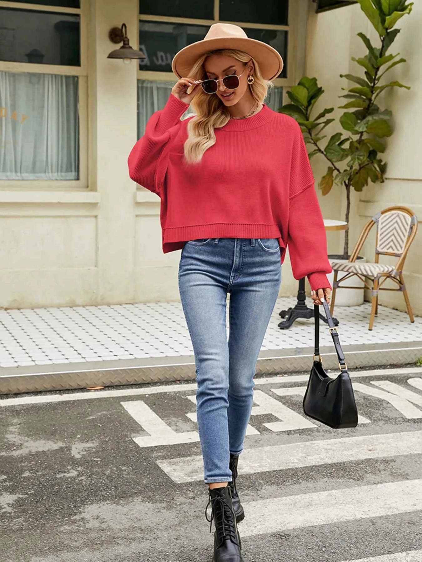 Round Neck Long Sleeve Sweater ea17a128cee34777921708a7dbfe4955-Max-Origin