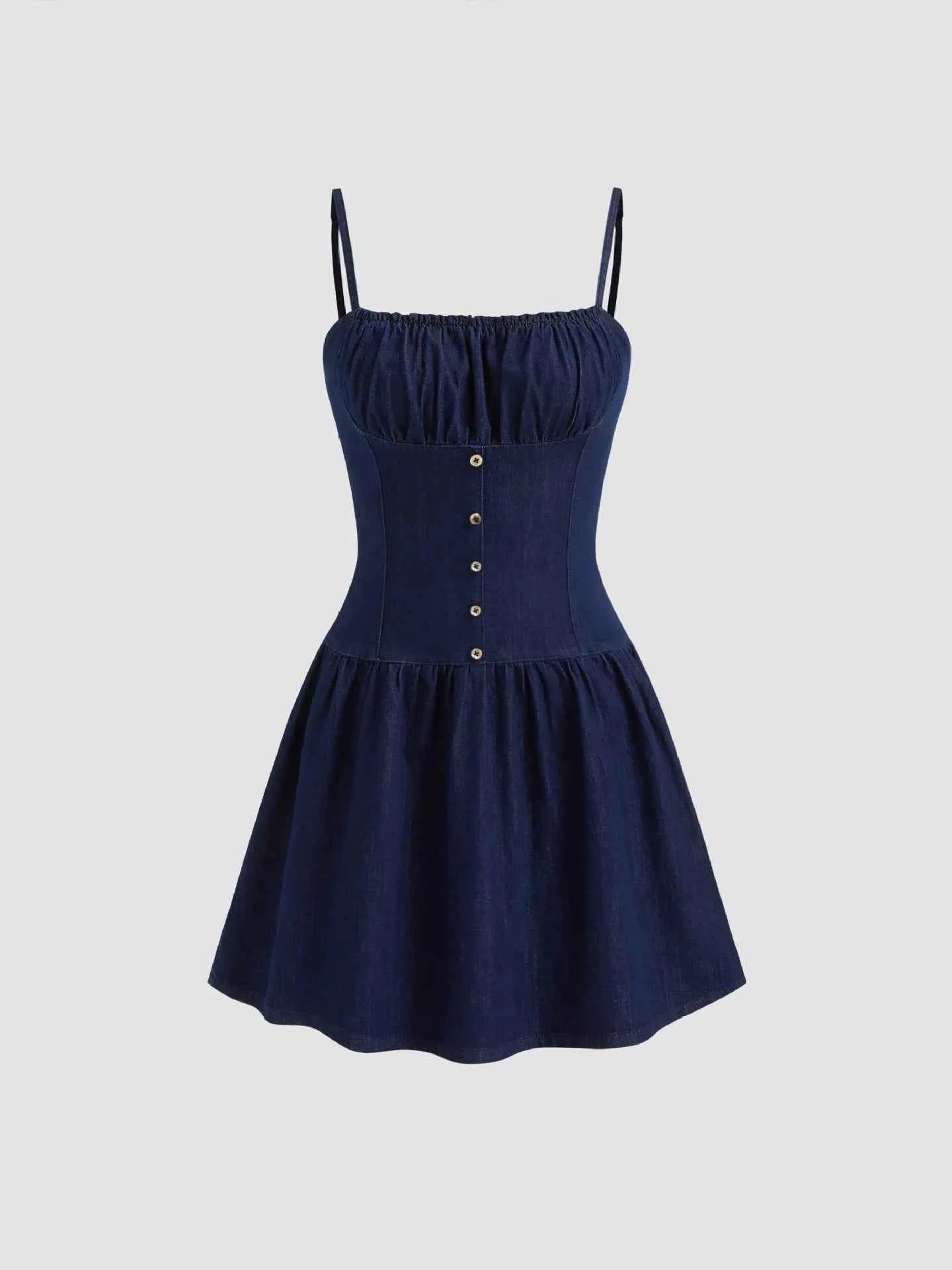 Adjustable Strap Ruched Mini Dress ea1f4c8e1bd3412cbb9073df4575758e-Max-Origin