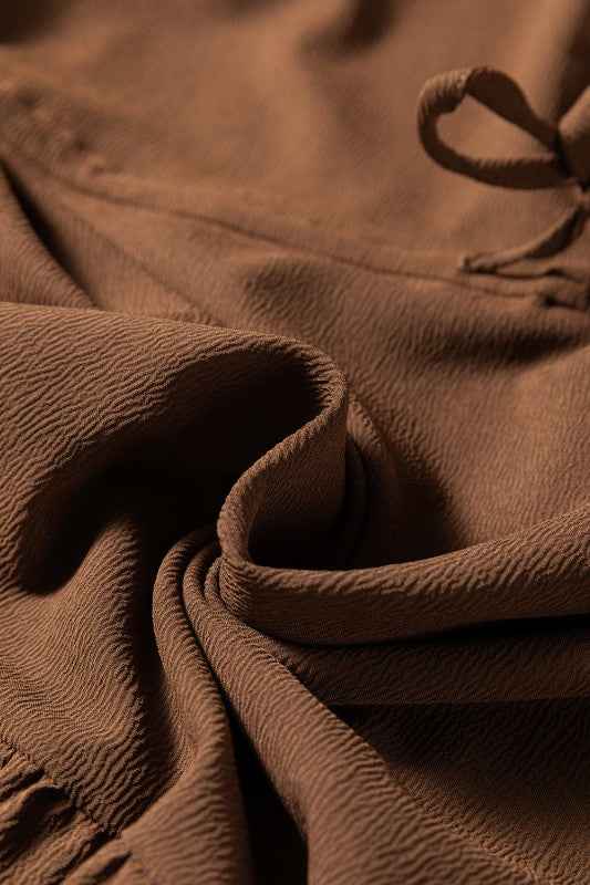 Solid Buttoned V-Neck Long Sleeve Tiered Maxi Dres ea255e13-ea30-4318-b405-0742a1a29fae