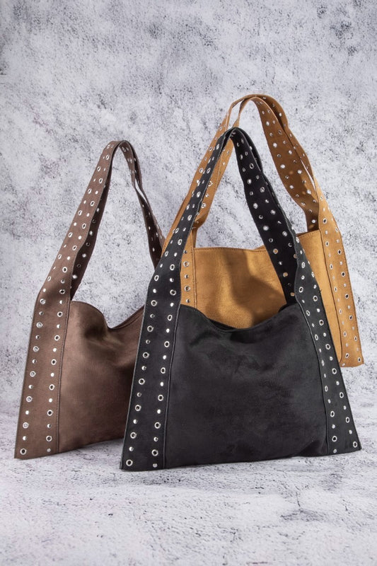Fame Grommet Strap Suede Shoulder Bag ea2aaffc-2aca-40cf-bc6c-82df20e85072-Max