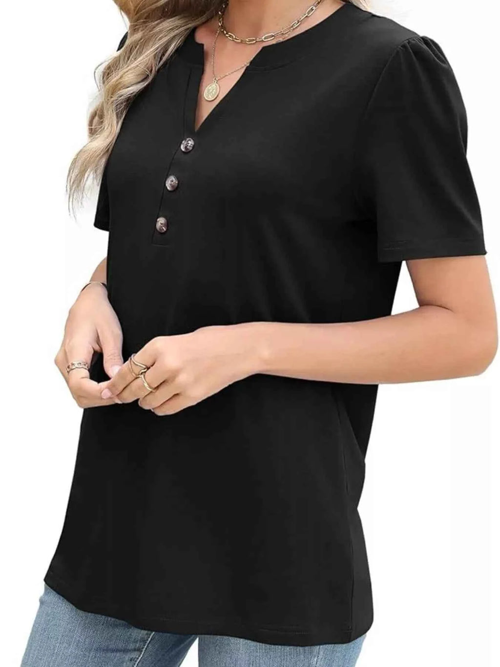 Full Size Notched Short Sleeve Blouse Plus Size ea2b486ffc5c411ea591f7771dd29fbc-Max-Origin