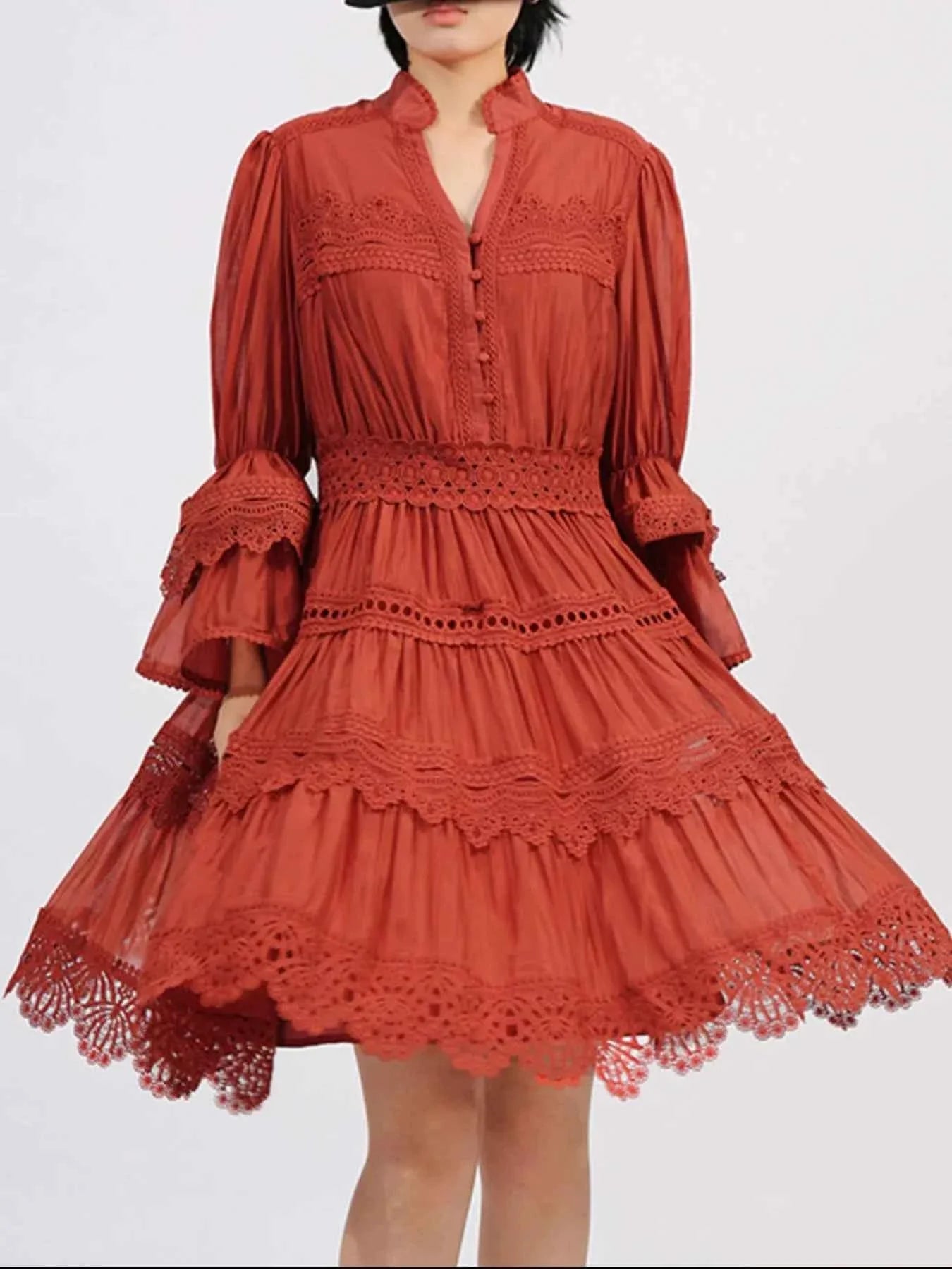 Ruffle Lace Trim Long Sleeve Dress ea2f3a60-7a98-4b3f-9995-99ee59bcb096-Max-Origin