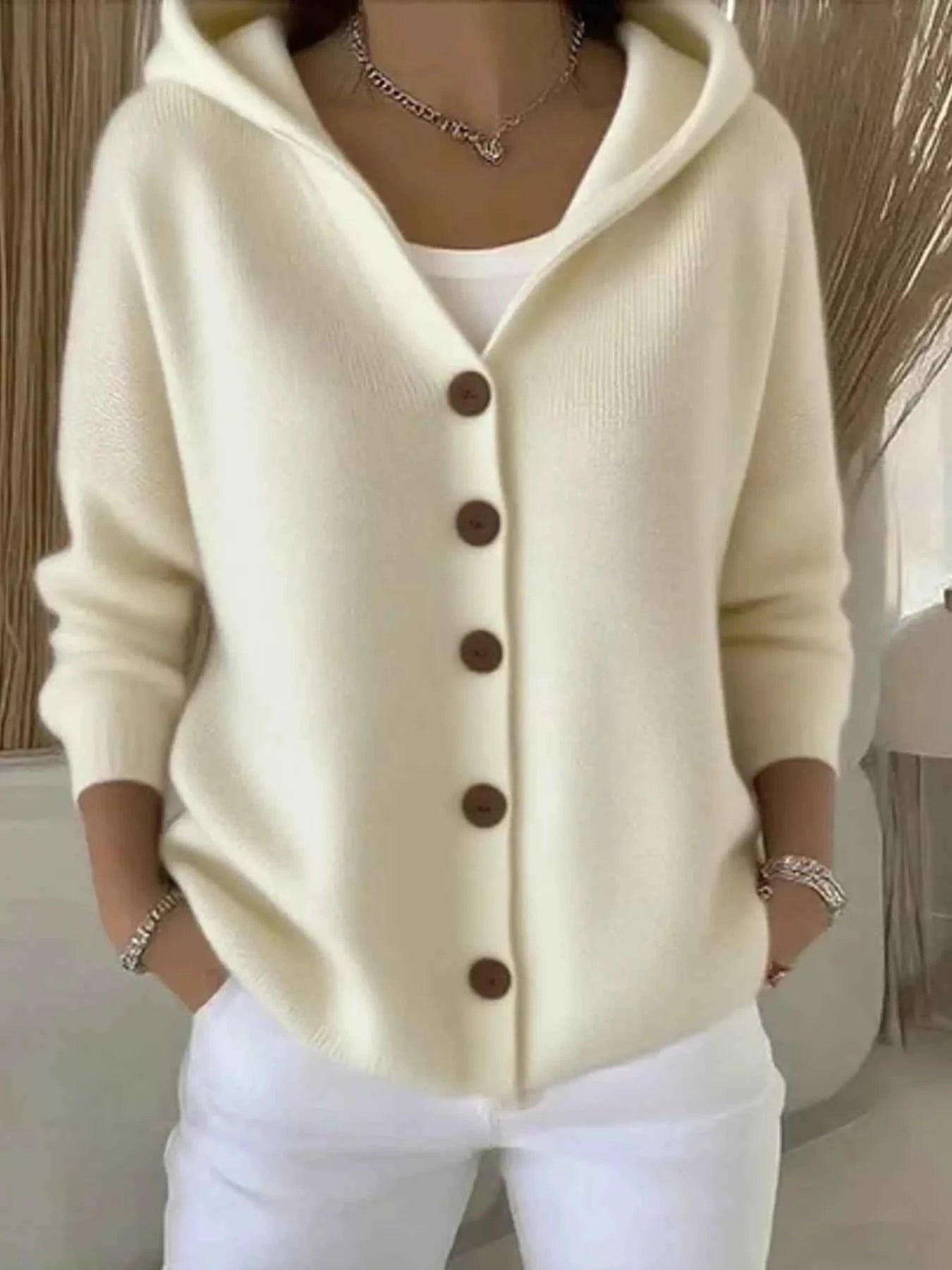 Full Size Hooded Button-Down Knit Cardigan Plus Size Apricot ea33cf2748204277a2d2a58377c66716-Max-Origin
