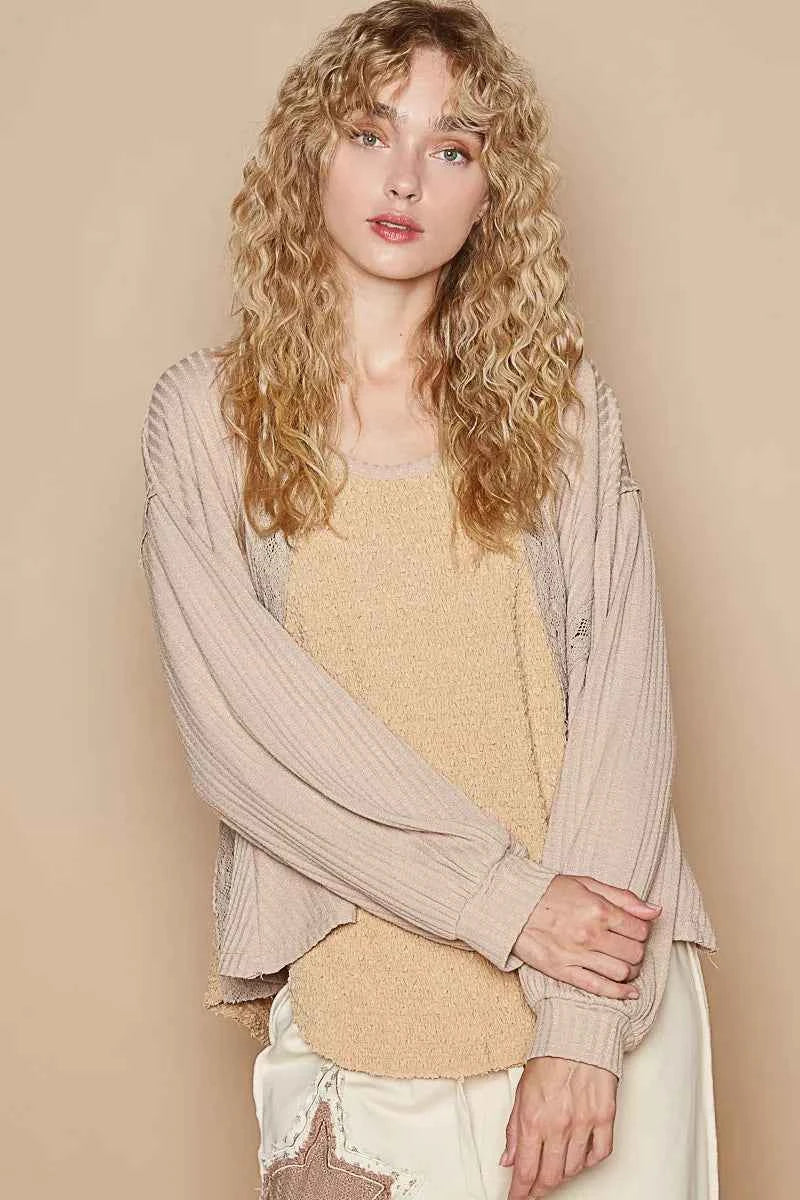 POL Round Neck Lace Detail Oversized Fit Top ea3e179d-ef48-42b5-a94e-bc122db46493-Max-Origin