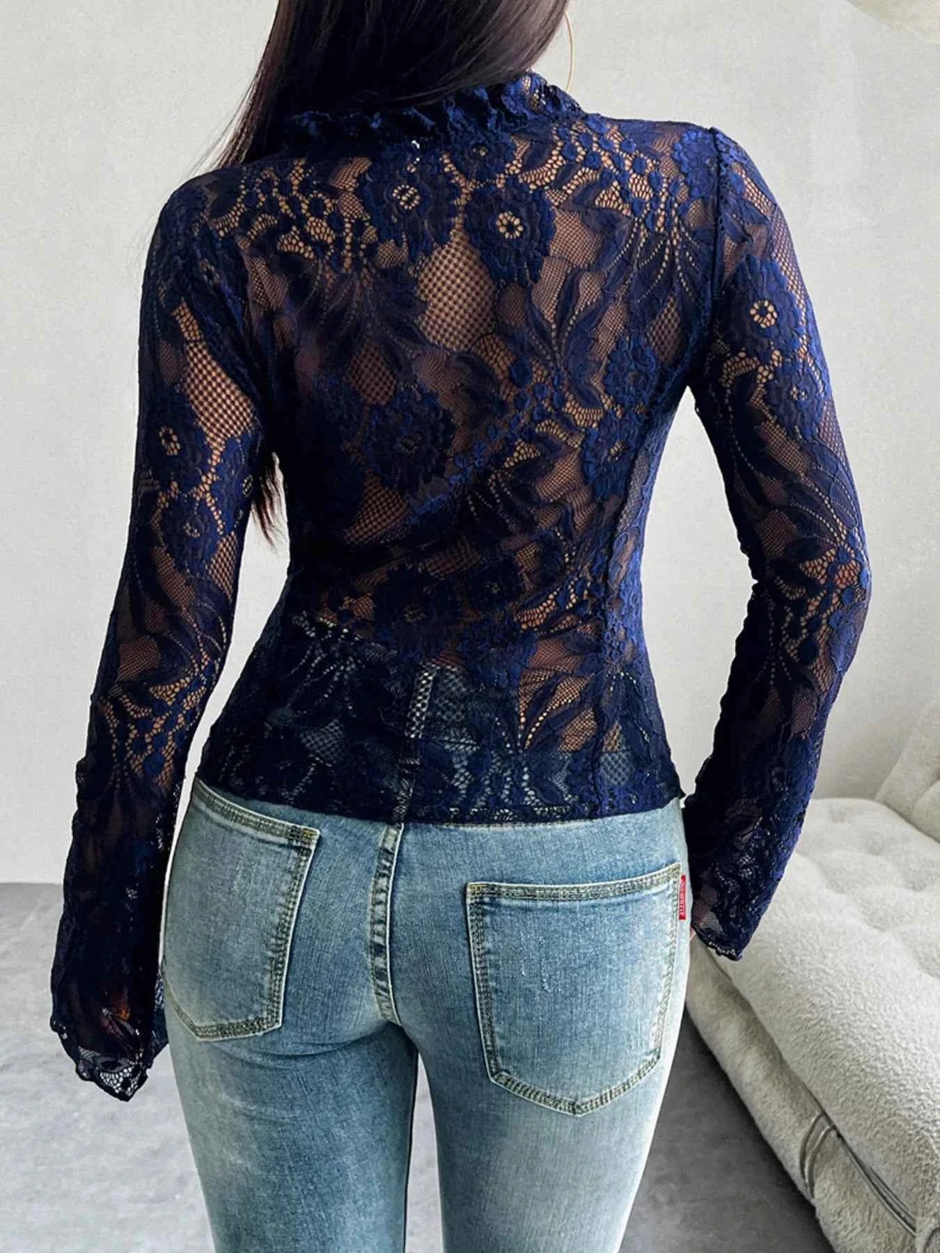 Tie Front Long Sleeve Lace Top ea409aadf26341fdbde6b9d695315f0d-Max-Origin