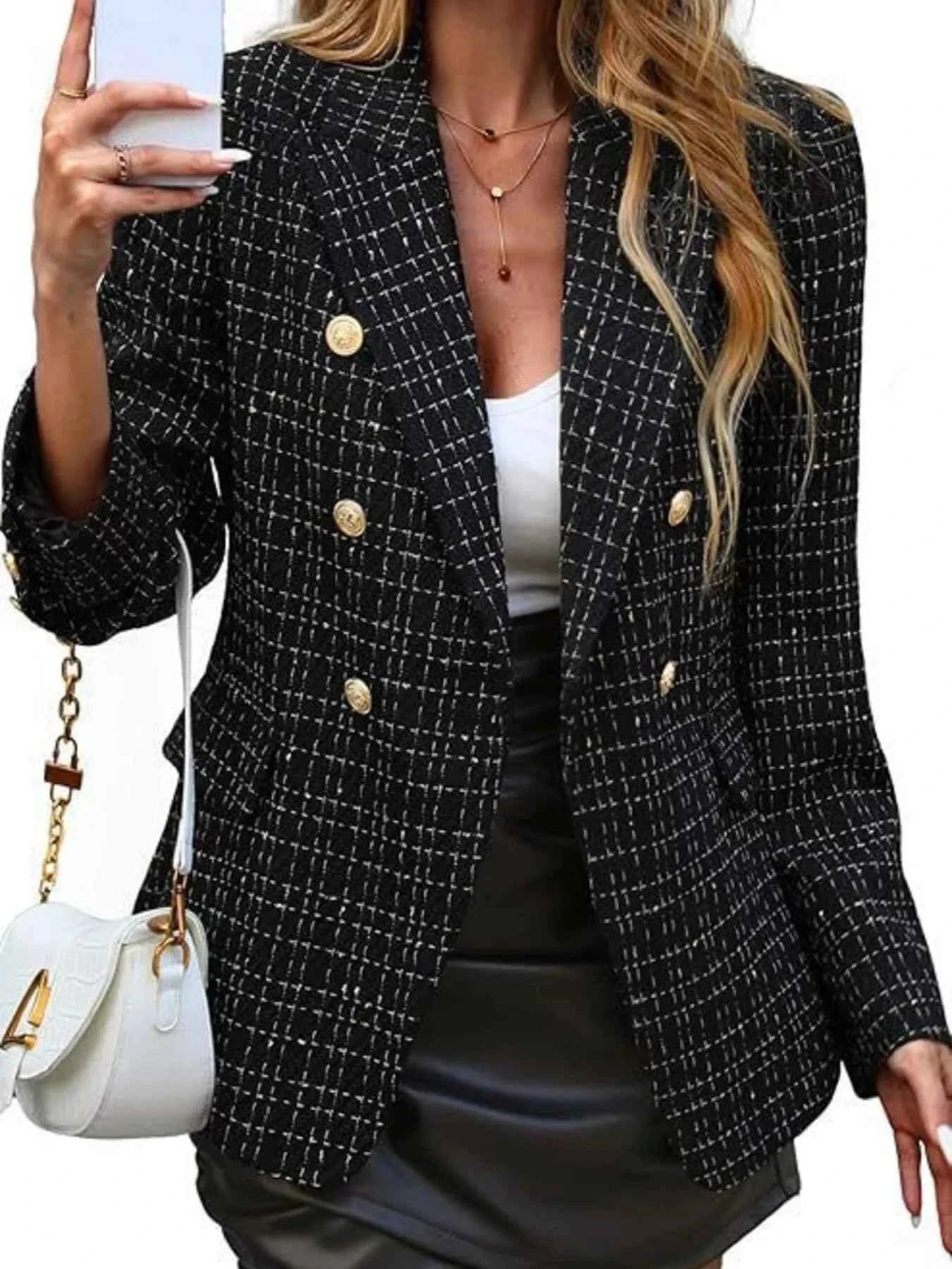 Double-Breasted Lapel Collar Blazer Black ea4b0a60f131496e90ac27c50ed8713a-Max-Origin
