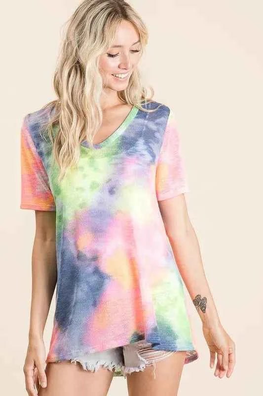 BiBi Tie Dye Print Low Gauge Deep U Neck Top ea5d6d932ebe4fb1b0c2bbef2f19c565-Max-Origin