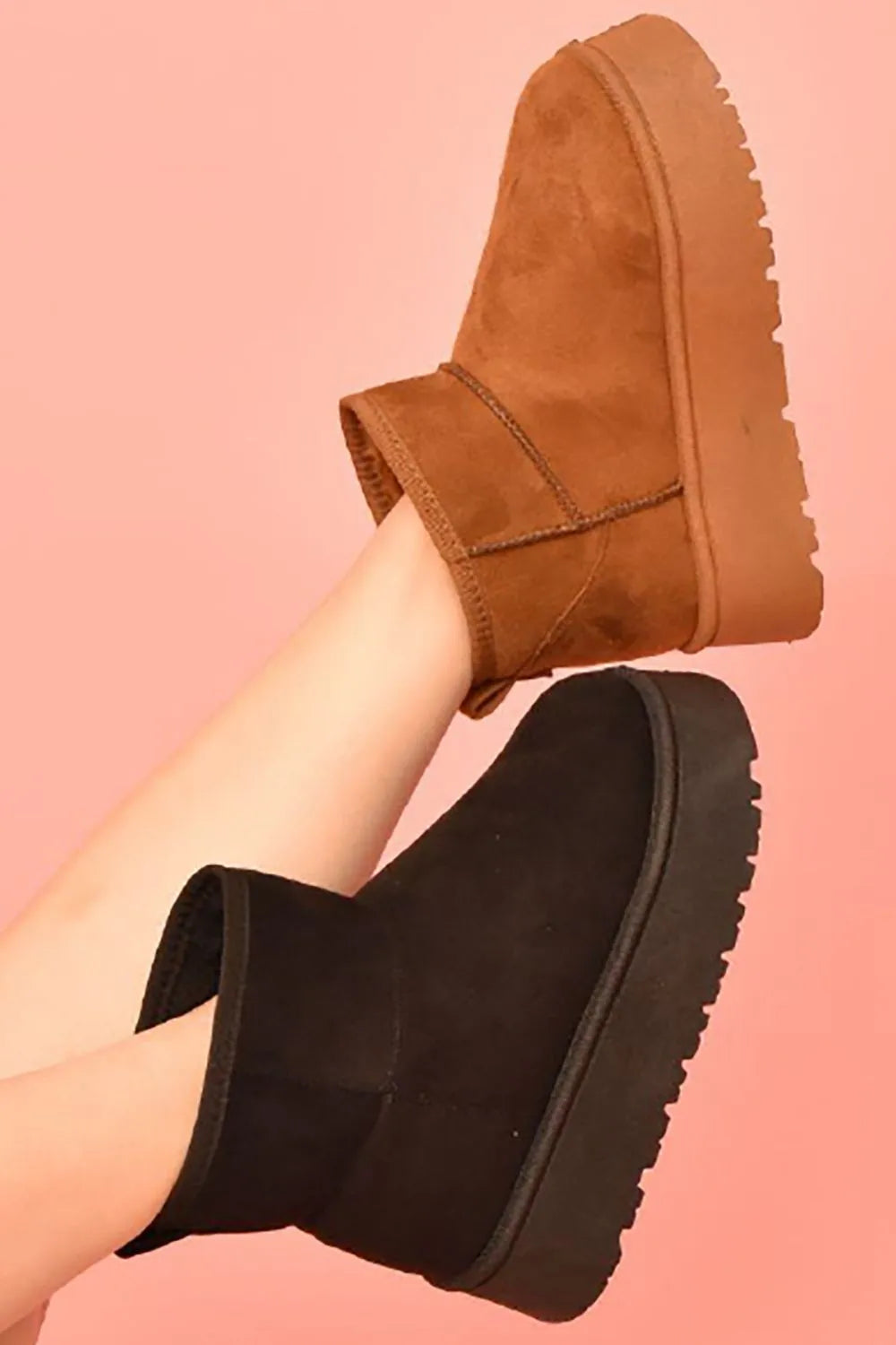 WILD DIVA Suede Round Toe Platform Booties ea5f0847-aeff-482d-a630-51fb642f3116-Max