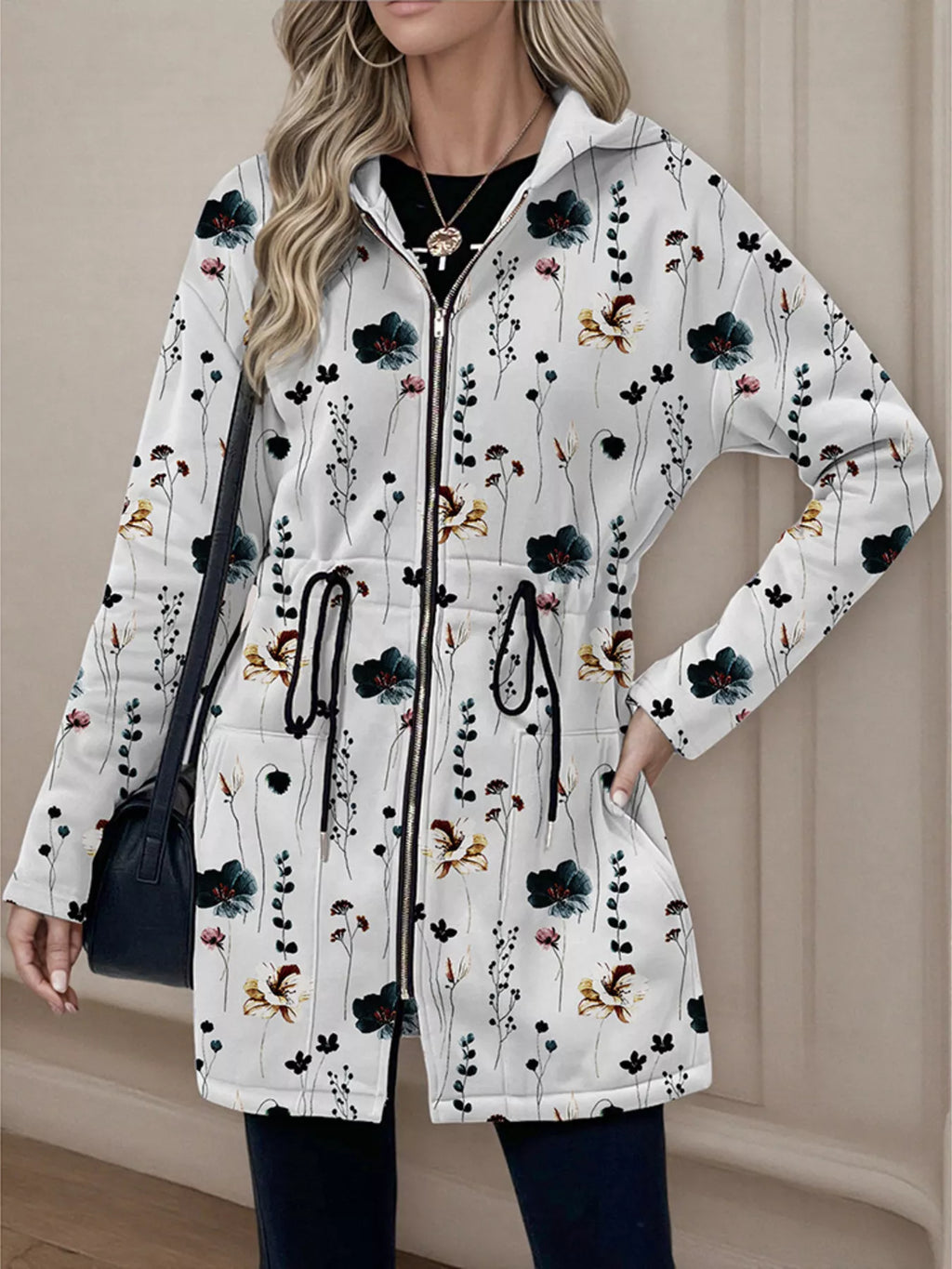 Drawstring Zip Up Hooded Outerwear ea628d27b42d4064bc5f9f82c5dfde3f-Max-Origin