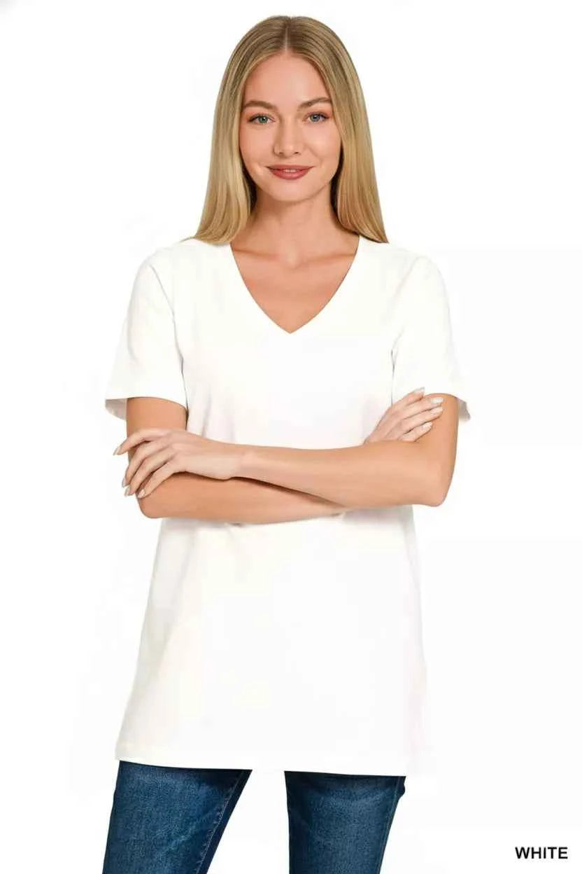 Zenana V-Neck Short Sleeve T-Shirt ea68bd6a-4b4c-4a4f-8851-c81e4a658588-Max-Origin