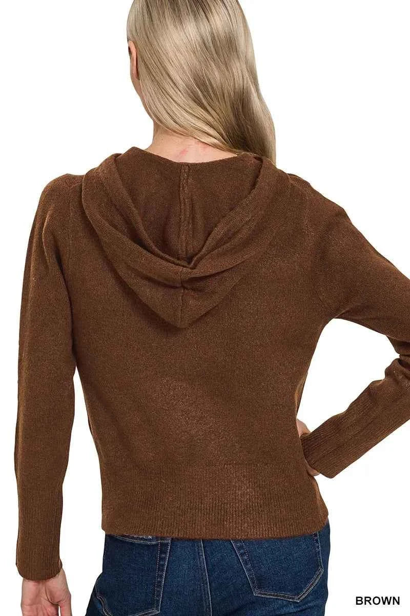 Zenana Drawstring Zip Up Hooded Cardigan ea6e3624546f498faa4beeff08f000f1-Max-Origin