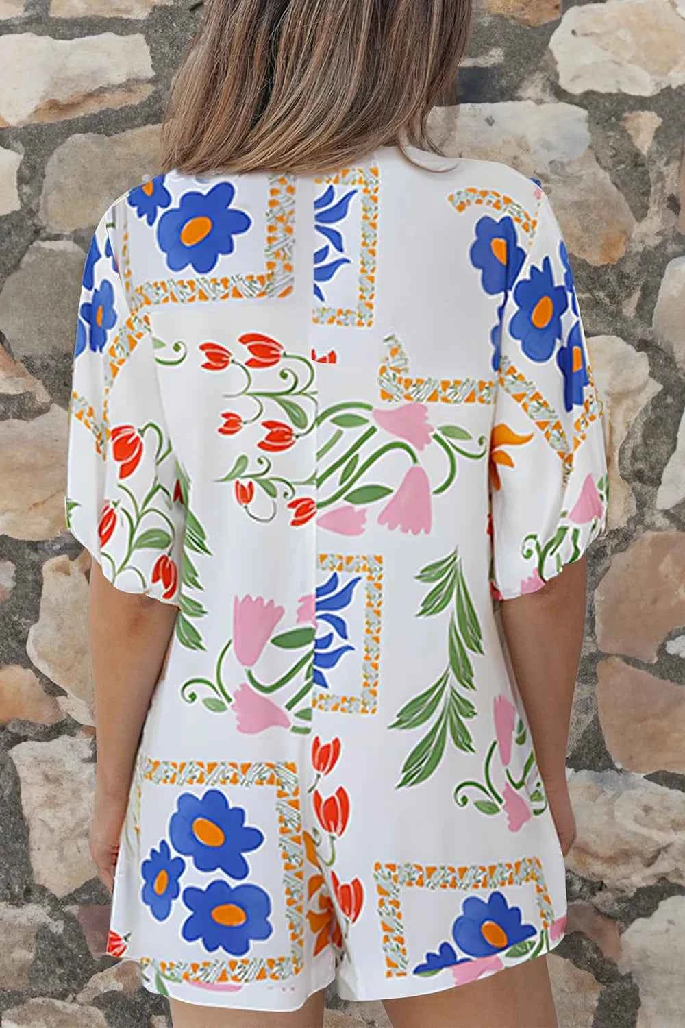 Pocketed Printed Half Sleeve Romper ea7c6782-53fa-4377-a1c1-aa002819618b-Max
