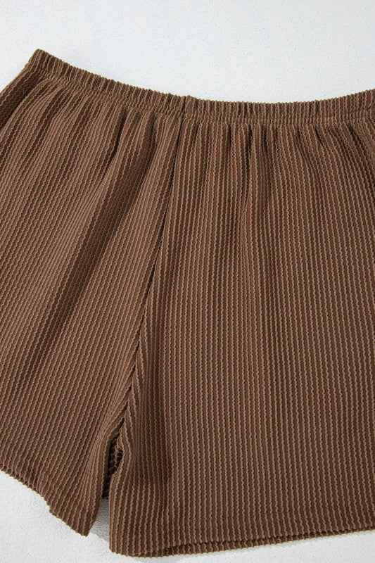 Corded Knit Long Sleeve Top and Shorts Set ea865986-3879-4b82-8871-3efc303bd927
