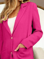 BiBi Single Breasted Blazer with Patch Pockets FUCHSIA ea88ce75-2af2-4e76-98cf-4cb77bc1c321-Max-Origin