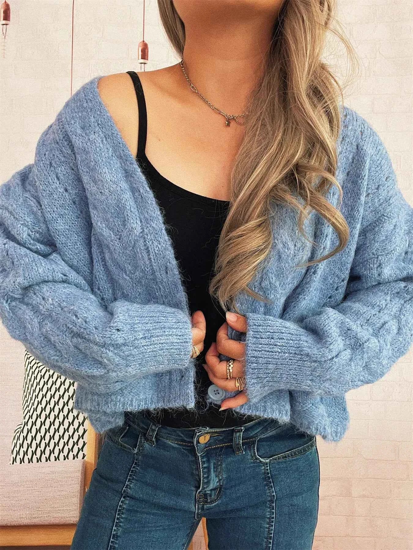 Cable Knit Button-Up Cardigan