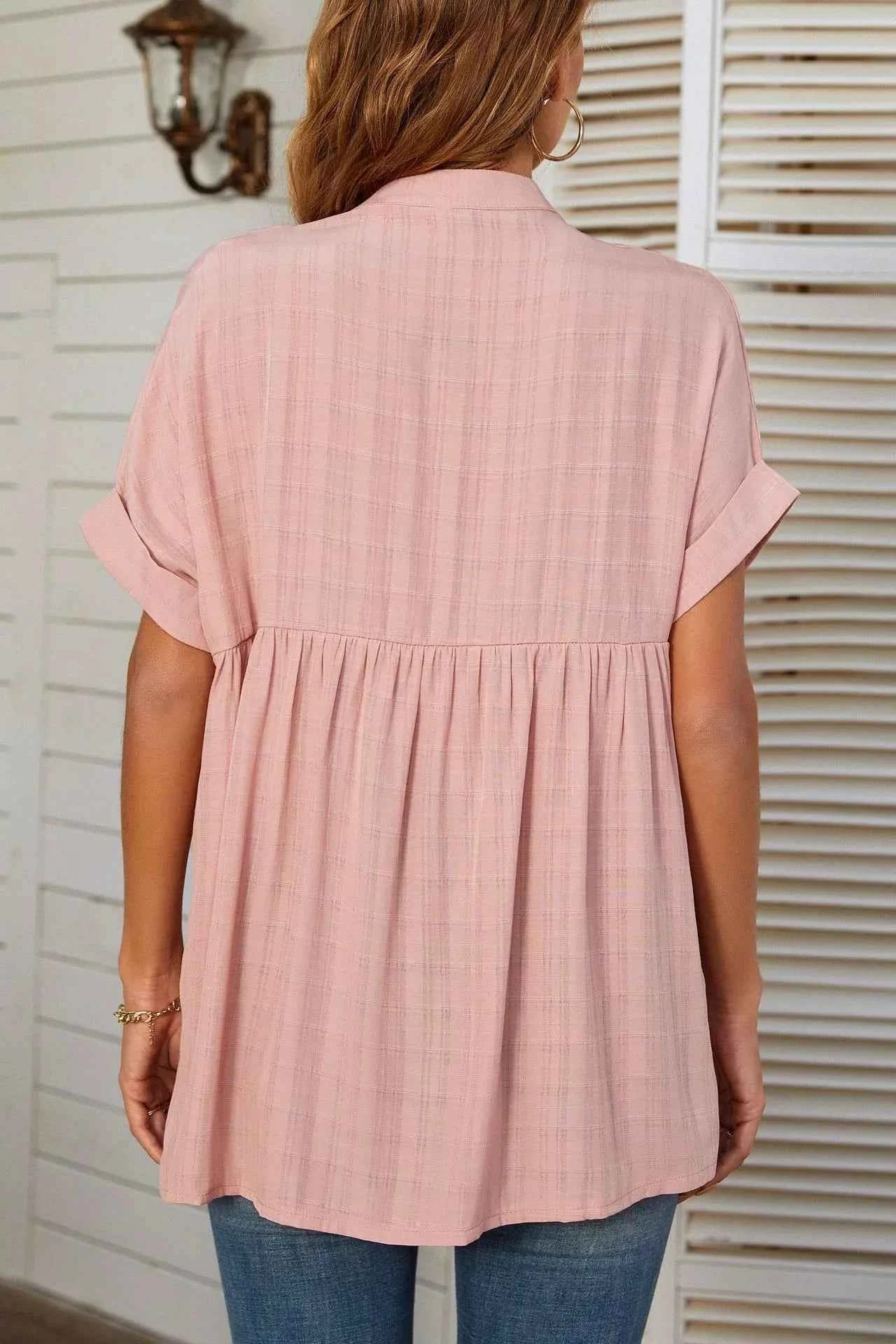 Notched Short Sleeve Blouse ea8c2158-3ac9-43c2-a2f1-3503411b8e50-Max-Origin