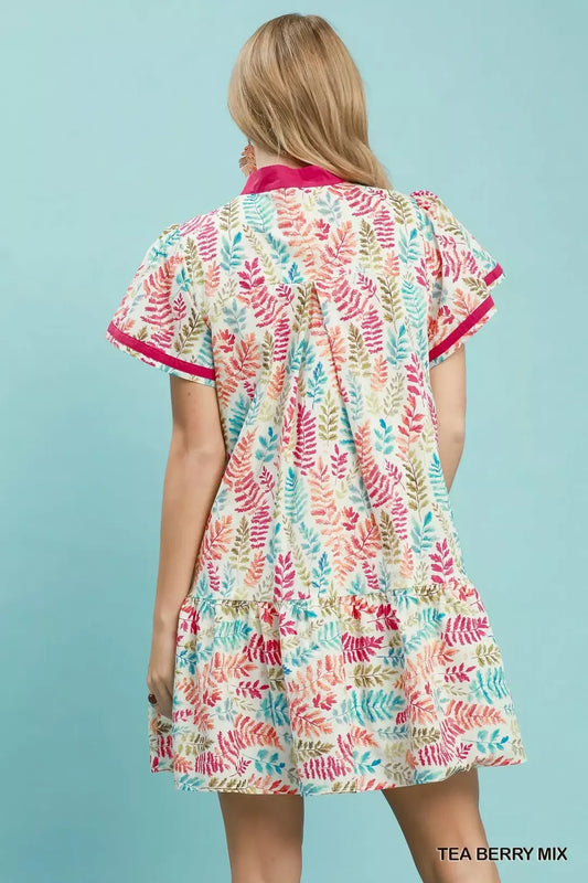Leaf Print Flutter Sleeve Tiered Mini Dress ea981a42-9c54-4c39-b469-bbc6614f8caa-Max-Origin