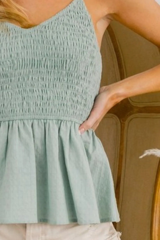 Eyelet Woven Sleeveless Elasticized Top ea9beb9d-648b-463b-9f39-f7456218d398-Max-Origin
