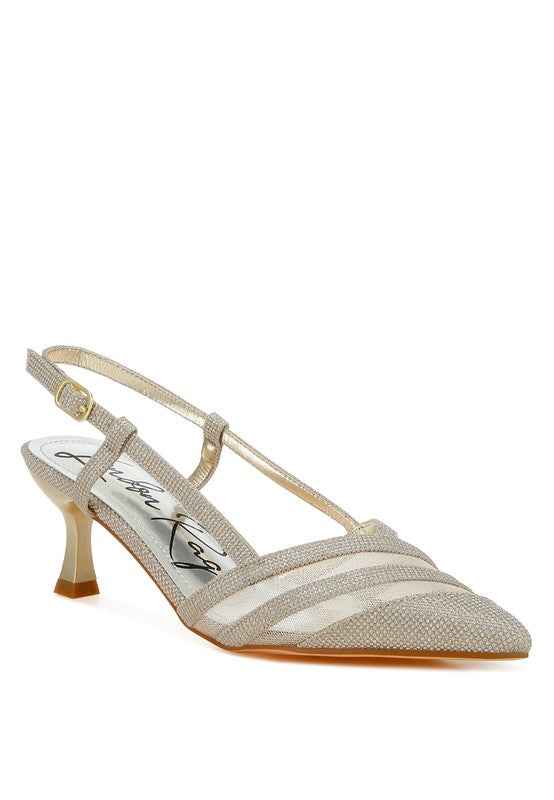 Daldra Kitten Heel Slingback Sandals Gold eaacedb3-9a89-4208-8e36-7a221b716add