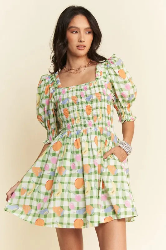 Davi & Dani Fruits Printed Smocking Mini Dress Sage eaaf81db28dc4e4cbfed93c281ee057c-Max-Origin
